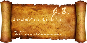 Jakubács Balázs névjegykártya